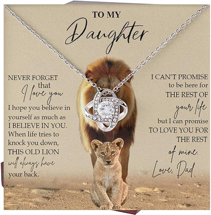VIRAGIL To My Daughter Gift Necklace From Dad or Mom - Badass Daughter Jewelry With Heartfelt Message & Elegant Box