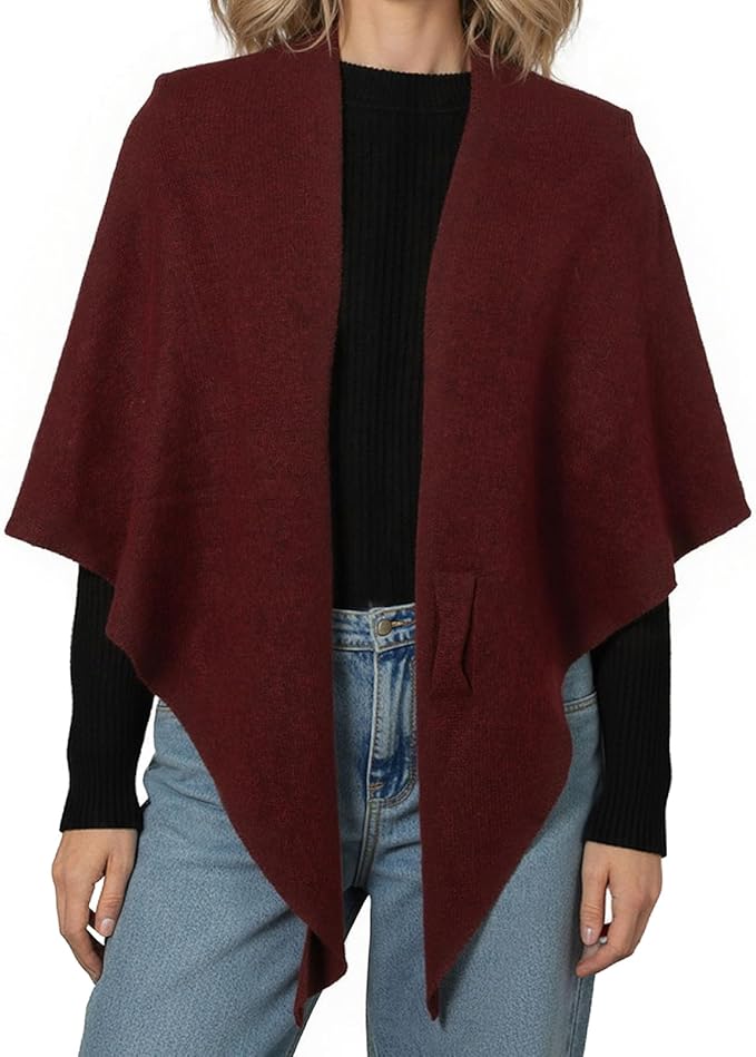 RIIQIICHY Shawl Wrap Women Pashmina Triangle Cape Knit Sweater Scarf for Fall Winter Fashion Accessory