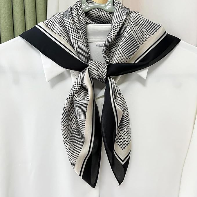 FONYVE Silk Feeling Scarf Medium Square Satin Head Scarf for Women 27.5 × 27.5 inches