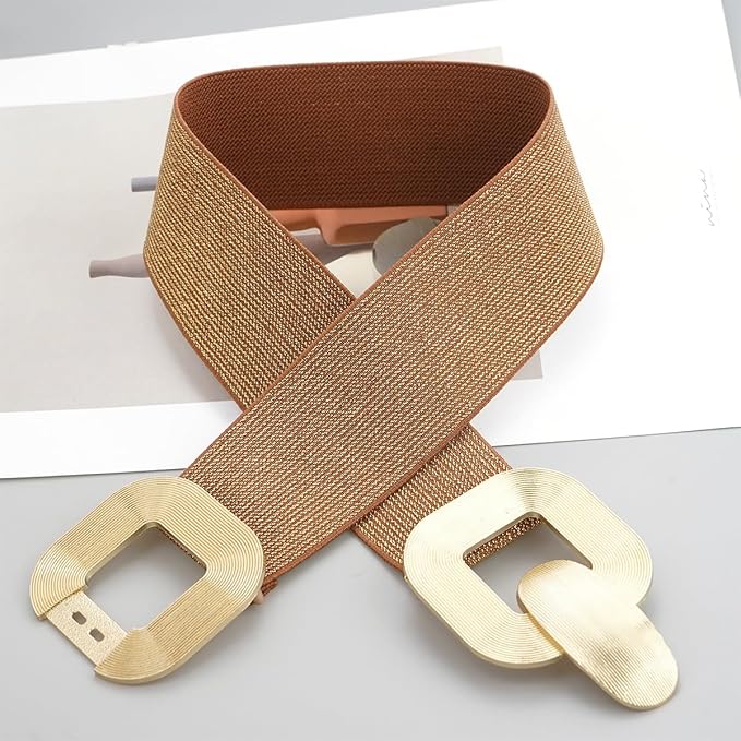 Glamorstar Women Wide Stretchy Belts Elastic Waist Belts for Dresses
