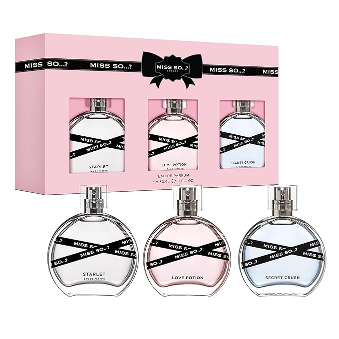 Miss So…? Set - Perfumes for Women with Floral, Fruity and Vanilla Perfume Notes - 800 Sprays - Gifts for Women - 3 pcs Gift Set