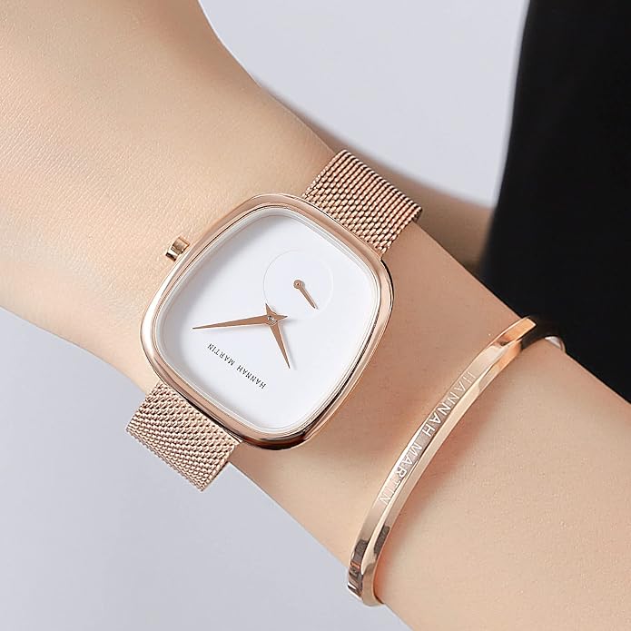 HANNAH MARTIN Watches for Women Waterproof Ladies Analog Quartz Wrist Watches Stainless Steel Band Fashion Dainty Female Watch Luxury Bracelet Diamond