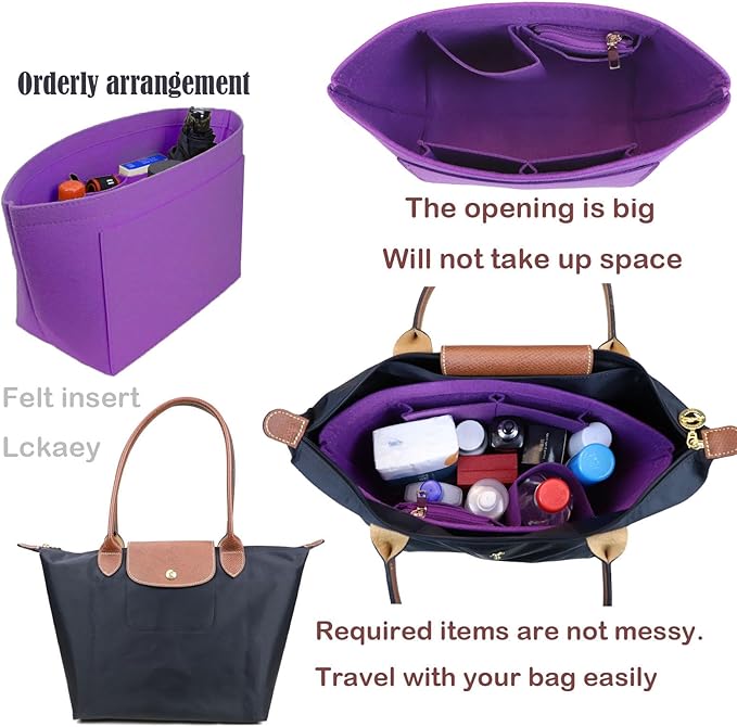 Purse Organizer Insert for Longchamp Le Pliage Neo Handbags Insert Organizer 1012purple-S