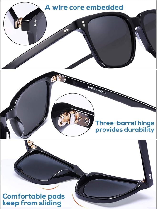 CARFIA Polarized Sunglasses for Women: Acetate, Small/Medium Size, UV400 Anti Glare CA5354
