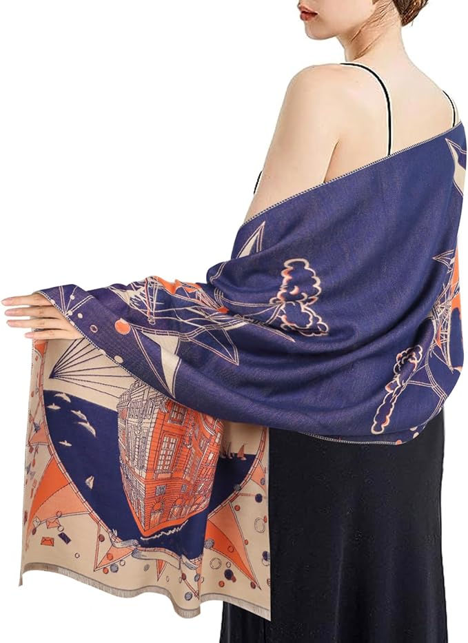 EXTREE Scarfs for Women Pashmina Silky Shawl Wrap for Evening Dressing Blanket Open Front Poncho Cape