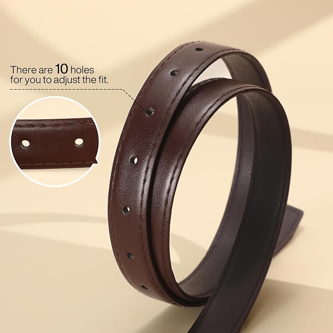 VONMELLI Womens Thin Leather Belt for Jeans Pants Dress Fashion Skinny Belt with Gold Buckle for Women