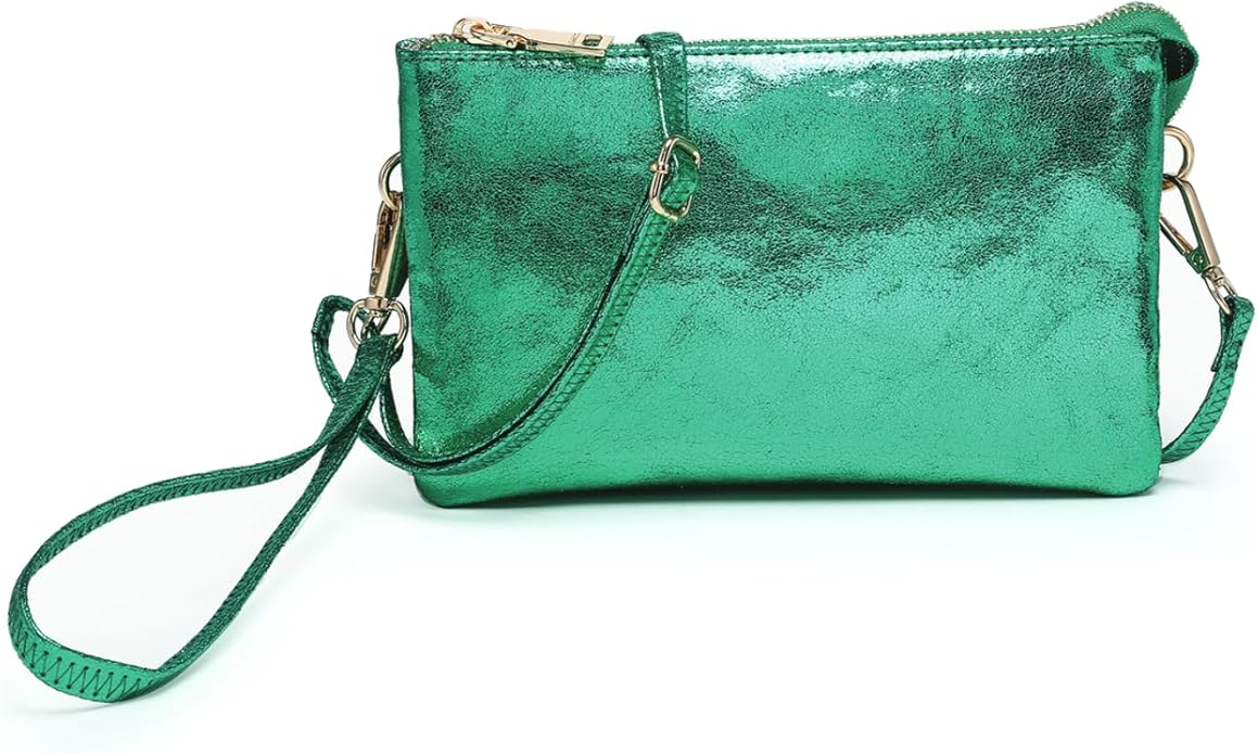 JEN & CO. Riley Small Crossbody Bags for Women Vegan Leather Wristlet Clutch Wallet Purses Handbags with 2 Straps