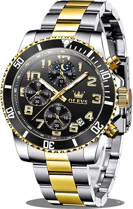 OLEVS Mens Watches Big Face Stainless Steel Waterproof Date Analog Quartz Watches Fashion BusinessWrist Watches for Men…