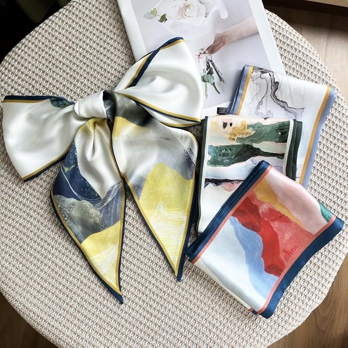 Silk Head Scarf for Hair Fashion Headwrap for Women Lightweight Neck Tie