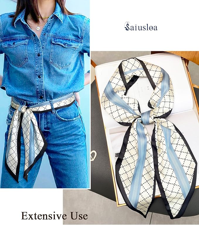 Purse Scarf For Handbags Head Scarves For Women's Hair Bags Scarfs Long Skinny Scarves Fashion Silky