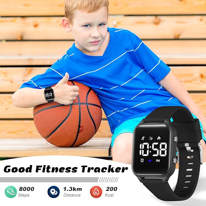 L LAVAREDO Kids Digital Watches for Boys Girls,Waterproof Sport Watch with Pedometer Stopwatch Vibration Alarm for Ages 5-13,No App Fitness Tracker Watch for Kids Teens Birthday Christmas Gifts