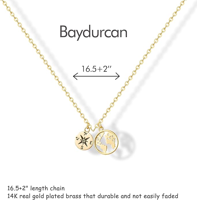 Baydurcan Dainty Gold Necklace for women - 14K Gold Plated Pendant Necklaces Gifts for Friends Sister Mother, Birthday, Christmas, Graduation, Inspirational Gifts