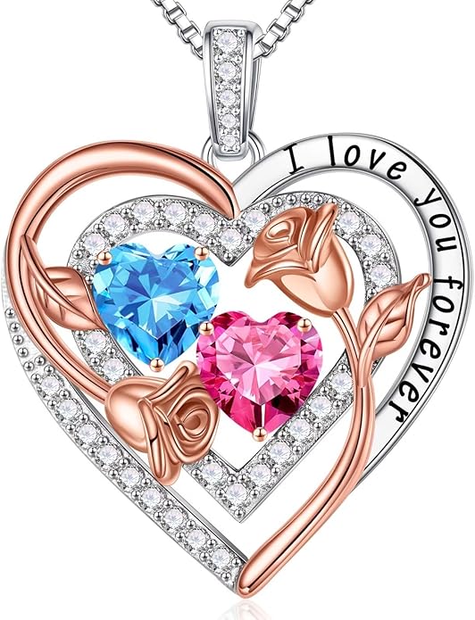 Iefil Mothers Day Gifts for Wife - Sterling Silver Birthstone Necklace Birthday Gifts for Her Wife