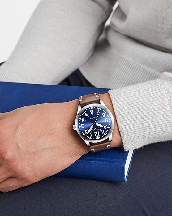 CIVO Analog Wrist Watches for Men: Waterproof Stainless Steel Mens Watches - Silver Watch with Easy Read Dial Men's Watch for Gift