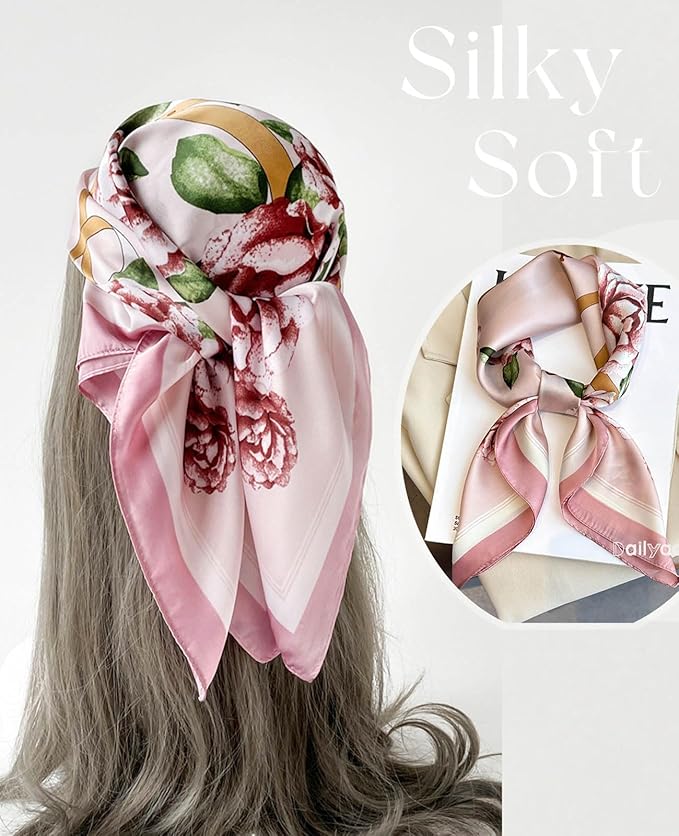 Dailyacc Hair Bandanas Scarf For Women Lightweight Fashion Neck Silk Satin Head Scarves For Sleeping Handbags Scarf