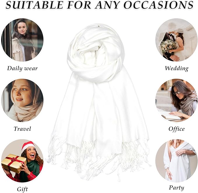 Achillea Soft Silky Pashmina Scarf for Women – Shawl Wrap for Evening Dresses, Bridesmaids, Weddings & Everyday Wear