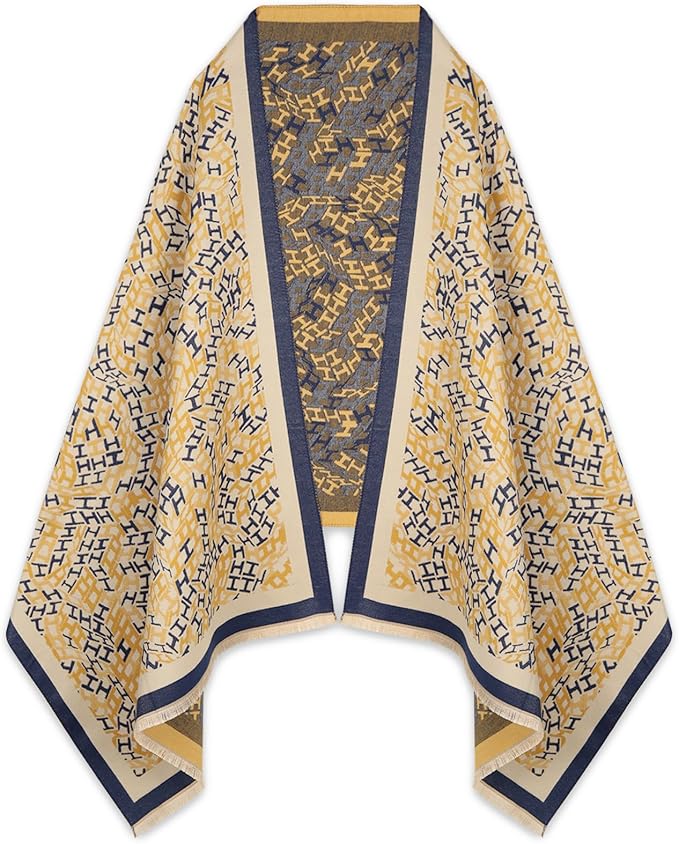 EXTREE Scarfs for Women Pashmina Silky Shawl Wrap for Evening Dressing Blanket Open Front Poncho Cape