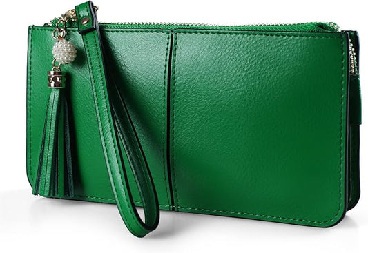 befen Genuine Leather Wristlet Clutch for Women Ultra-Slim Ladies Credit Card Holder Wallet Purses with RFID Protection