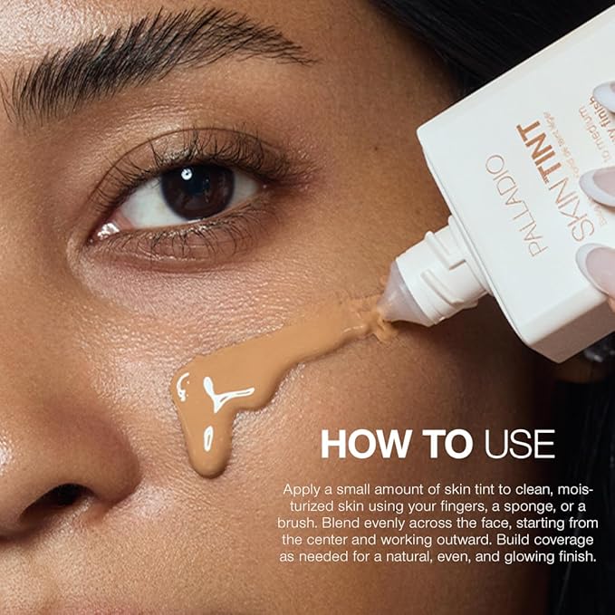 Palladio Skin Tint with Aloe, Niacinamide and Hyaluronic Acid, Sheer to Medium Coverage, Glowy Finish, Brightening and Blurring Lightweight Foundation Makeup (Medium Beige)