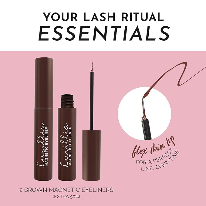 Luxillia Magnetic Eyeliner for Magnetic Eyelashes, Upgraded Strongest Hold, Most Natural Look, Waterproof, Smudge Proof Liquid Liner in Brown