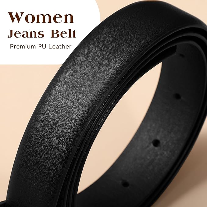 SANSTHS Women Belt for Jeans with Gold Oval Buckle, Thin Belt for Dresses Pants, Adjustable Waist Belt for Daily Fashion
