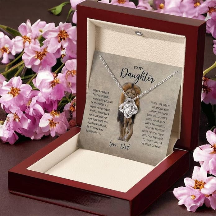 VIRAGIL To My Daughter Gift Necklace From Dad or Mom - Badass Daughter Jewelry With Heartfelt Message & Elegant Box