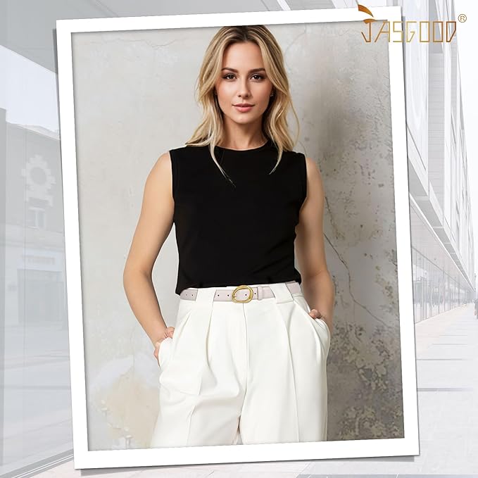 JASGOOD Leather Belts for Women Cute Casual Waist Belt with Gold Buckle Ladies for Jeans Pants Dresses