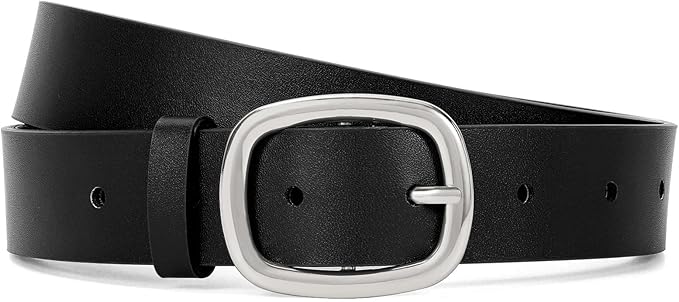 WHIPPY Women Leather Belt Casual Fashion Gold Buckle Leather Waist Belt for Jeans Pants Dresses Chic Ladies Belt