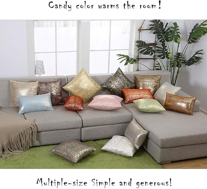 Xinrjojo Sparkling Decorative Pillow Cases, Silver Grey Pillows, 22x22 inch Pillow Covers, for Home Sofa Couch Chair Back Seat Bedroom Car, Starry 2 Pack (Bronzing- Dark Gray)