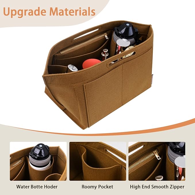 ZTUJO Purse Organizer Insert For Longchamp Le Pliage, Premium Felt Longchamp Purse Organizer Insert (Lighting Coffee, Large For Top Handle M And Shoulder Bag L)