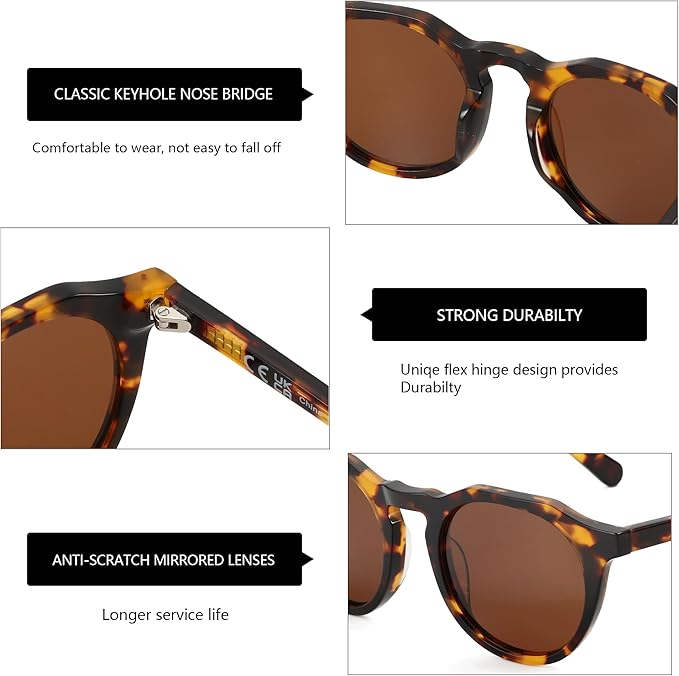 ZENOTTIC Vintage Round Polarized Sunglasses for Men Women UV400 Protection