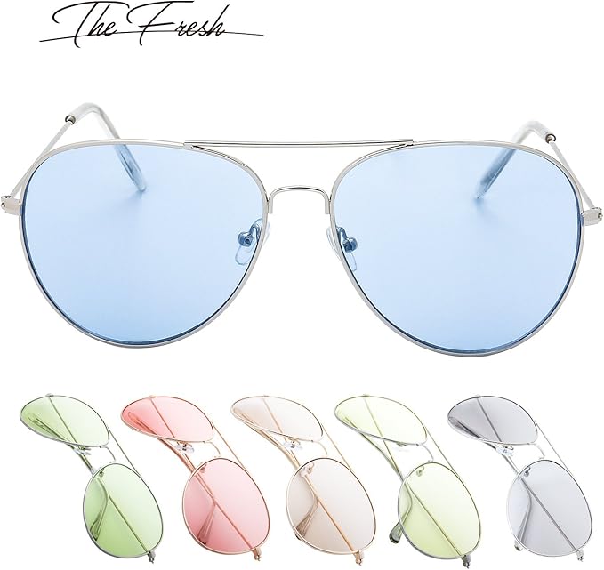The Fresh Classic Aviator Frame Light Color Lens XL Oversized Sunglasses Gift Box