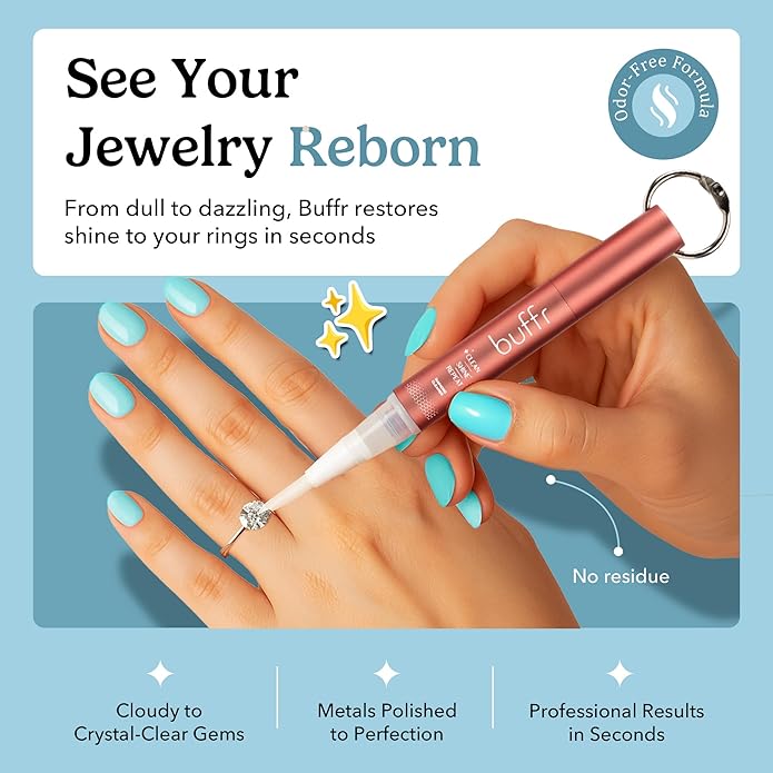 Natural Diamond Cleaner Pen Keychain – Non-Toxic, Portable Jewelry Cleaner for Silver, Gold & Fine Jewelry – Gentle, Easy Shine for Women On-The-Go