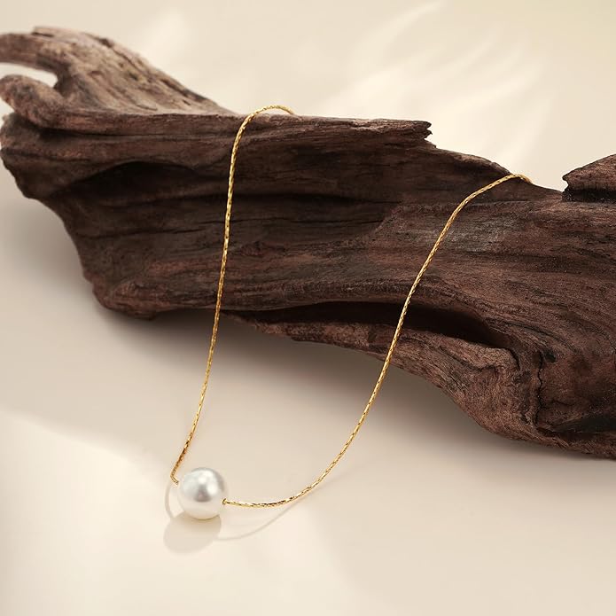 Gold Pearl Necklaces for Women Trendy 14k Gold Plated Dainty Necklace Simple Pearl Drop Single Charm Pendant Necklace Women's Jewelry Best Friend Birthday Gifts Gold Jewelry for Women