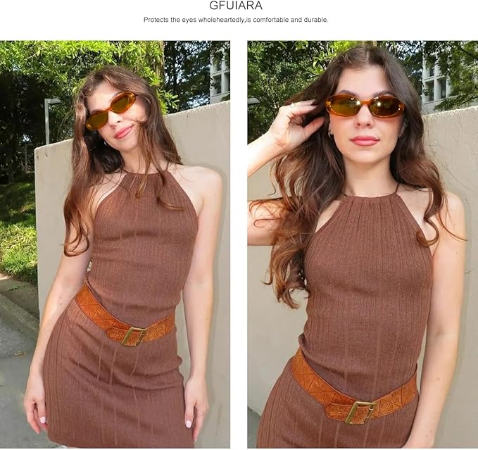 Oval Sunglasses for Women Men Fashion Small 90s Style Sun Glasses UV400