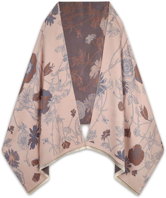 EXTREE Scarfs for Women Pashmina Silky Shawl Wrap for Evening Dressing Blanket Open Front Poncho Cape