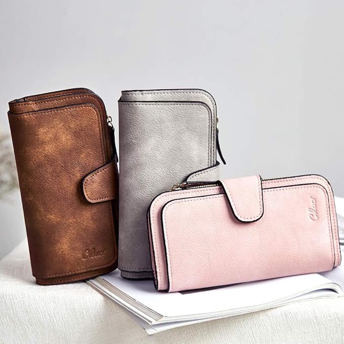 CLUCI Wallet For Women PU Leather RFID Blocking Womens Wallet Bifold Card Holder with ID Window Gifts for Women Birthday | RFID Blocking, Designer, Trifold, Card Holder, ID Window