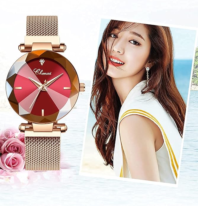 Fashion Watches for Women Rose Gold Stainless Steel Mesh Band Watch Elegant Ladies Gifts Waterproof Wrist Watch