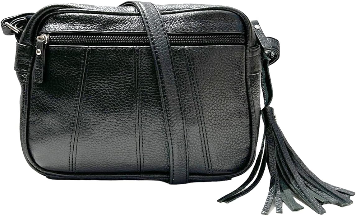 Cowhide Leather Women's Shoulder Purse Small Cross Body Organizer Bag with Many Pockets