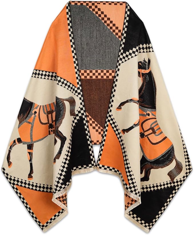 EXTREE Scarfs for Women Pashmina Silky Shawl Wrap for Evening Dressing Blanket Open Front Poncho Cape
