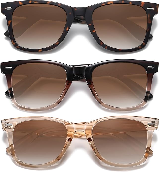 MEETSUN Retro Polarized Sunglasses for Women Men Classic Mirror Lens Driving Trendy Sun Glasses UV Protection (3 Pack)