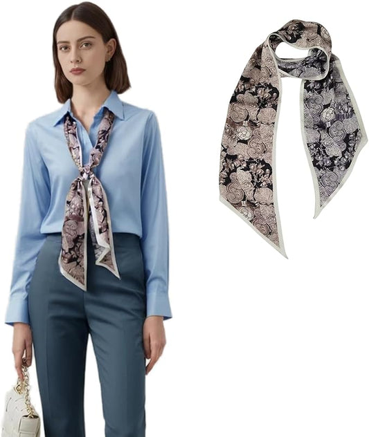 100% Mulberry Silk Ribbon Scarf for Hair Beach Head Wraps for Women Handbag accessories Necktie
