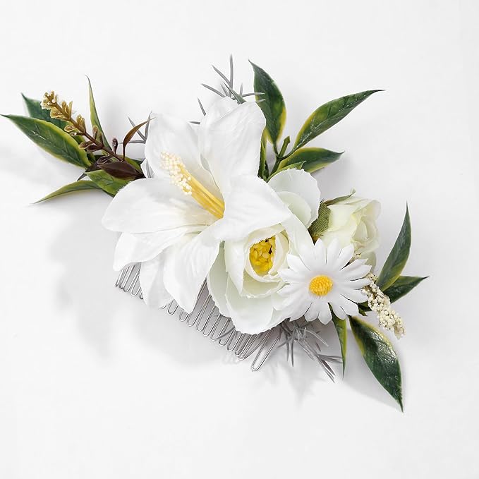 Flower Hair Clip for Women - Elegant Hair Accessory for Wedding, Party & Daily Wear (Ivory White)
