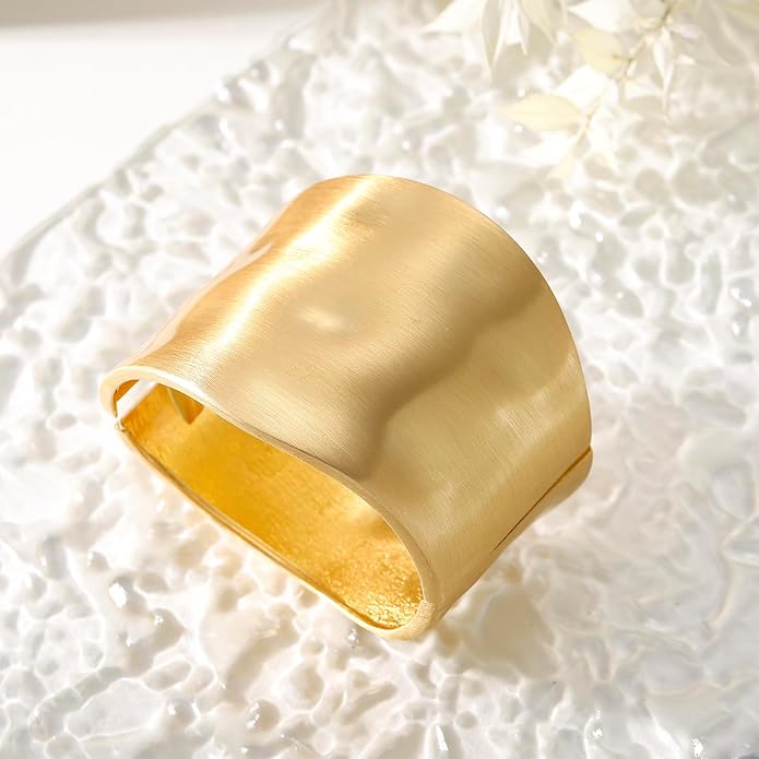 Bangle Bracelets for Women | 14K Gold Plated Trendy Wide Bracelets | Hinged Arm Cuff Bangles Chunky Bracelet for Women