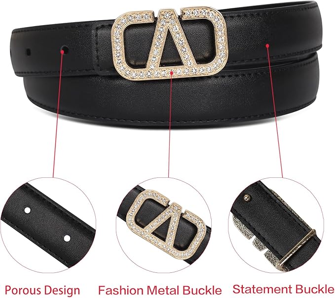Relang Women's Belts with Gold Buckle, Fashion Waist Band, Elegant Ladies' Belt, Gift for Women