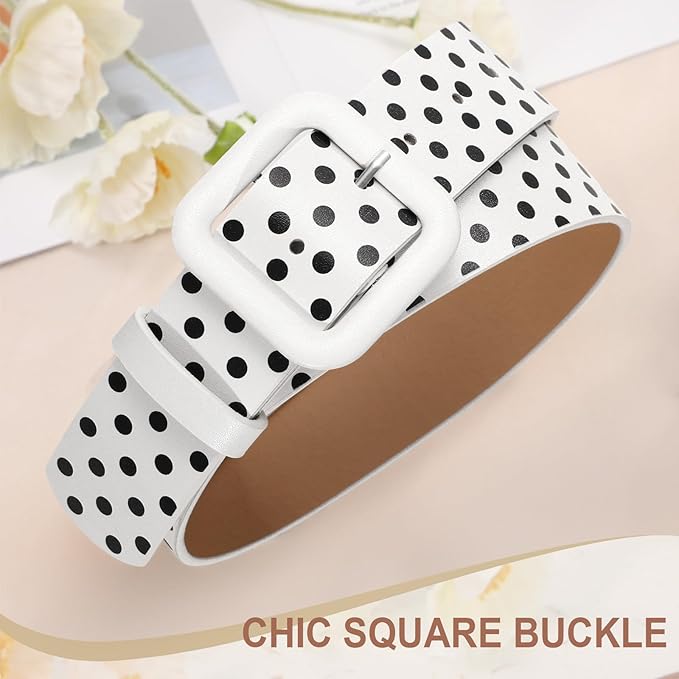 WHIPPY Women Leather Belt Candy Color Fashion Square Buckle Belt Ladies Belt for Jeans Pants Dresses