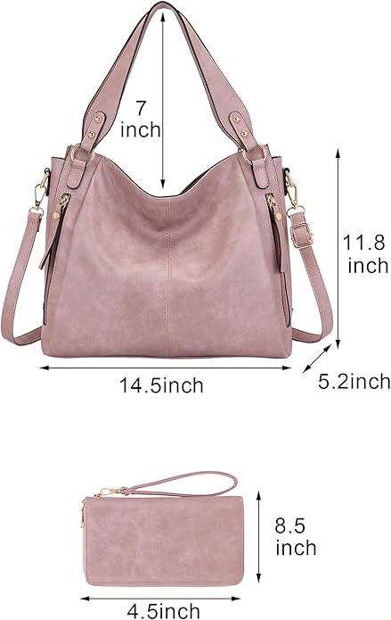 Women's Hobo Handbags Crossbody Bags Ladies Tote Shoulder Bags Purses and Wallet Set 2pcs