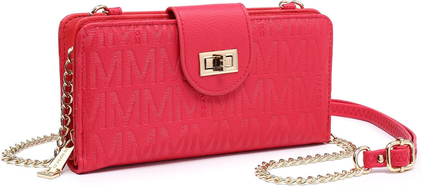 MKP COLLECTION Women Small Crossbody Shoulder Bag Zip Wallet Purse Handbags Clutch Credit Card Holder with Chain Strap