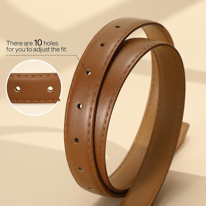 VONMELLI Womens Thin Leather Belt for Jeans Pants Dress Fashion Skinny Belt with Gold Buckle for Women