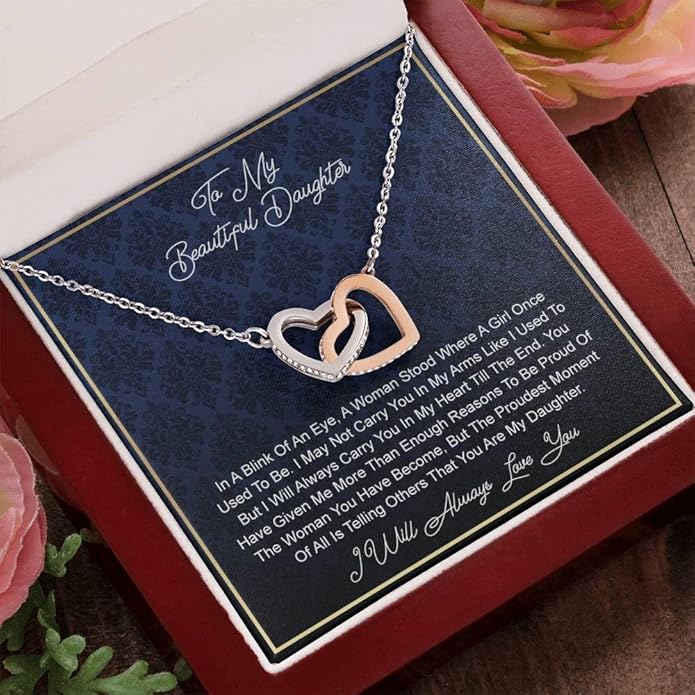 VIRAGIL To My Daughter Gift Necklace From Dad or Mom - Badass Daughter Jewelry With Heartfelt Message & Elegant Box